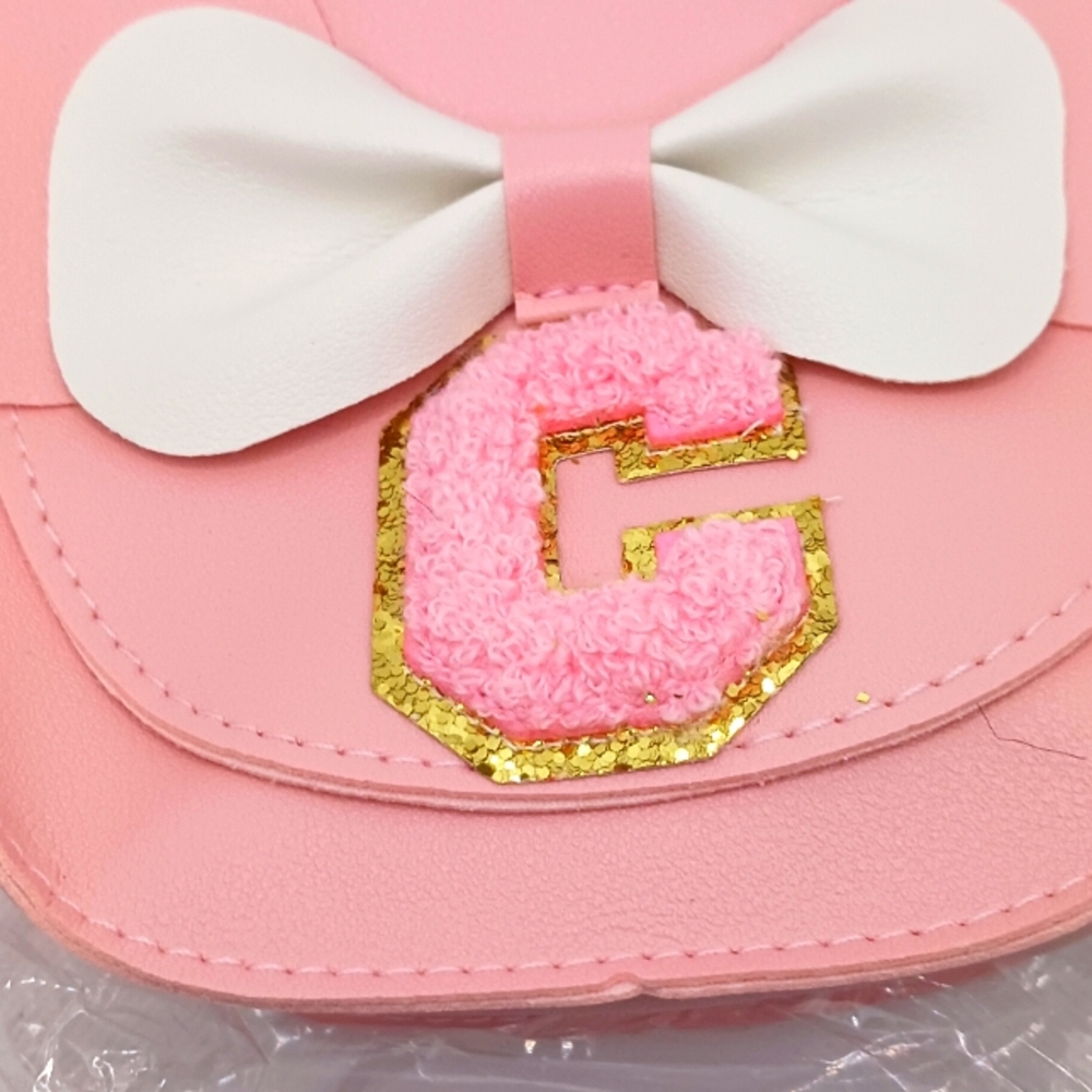 Pink and White Bow Bag with Gold Accent